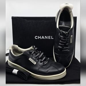 Chanel Leather CC Logo Sneakers